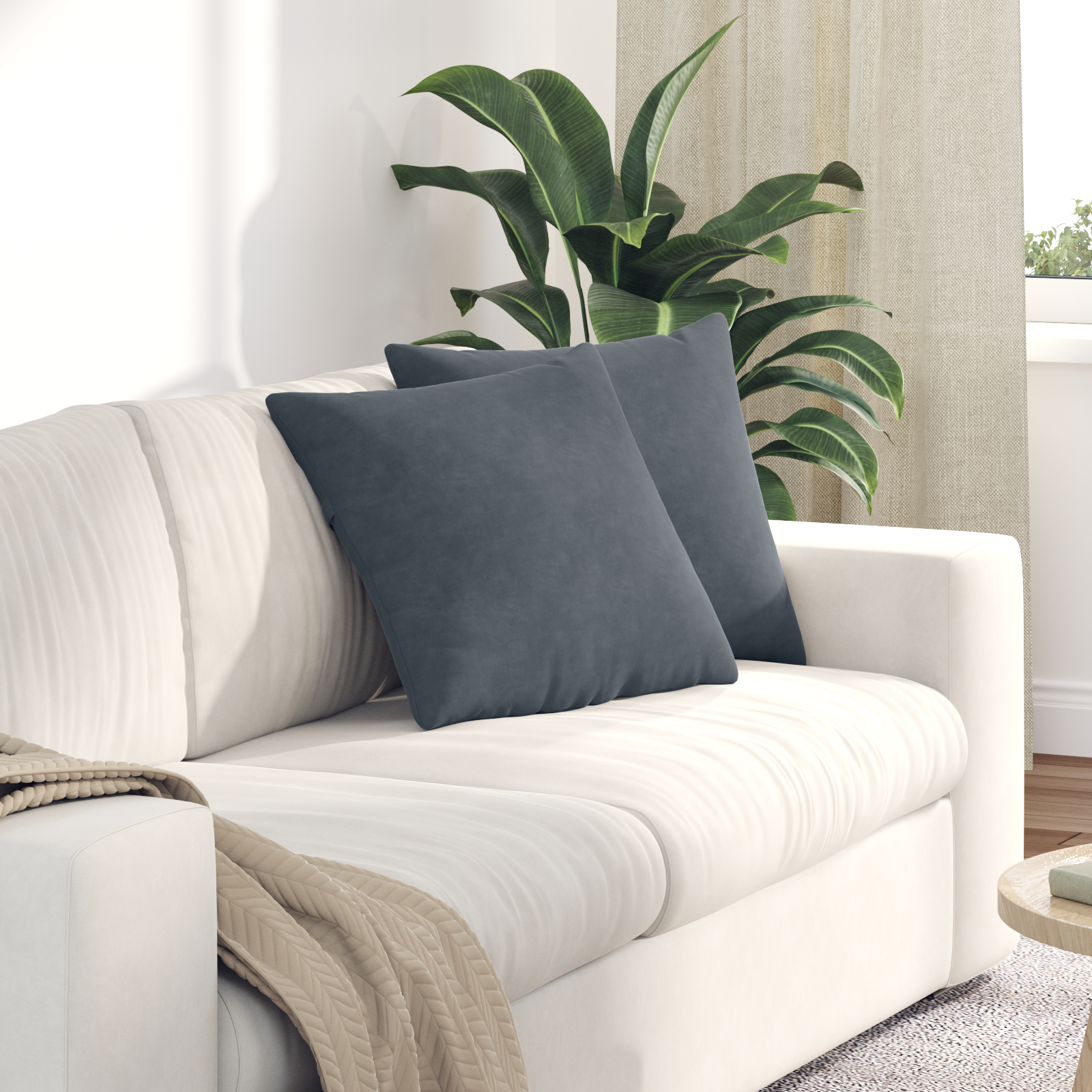 Sofa Pagalvės 2 pcs Tamsiai pilka 45 x 45 cm Kordūrinis audinys