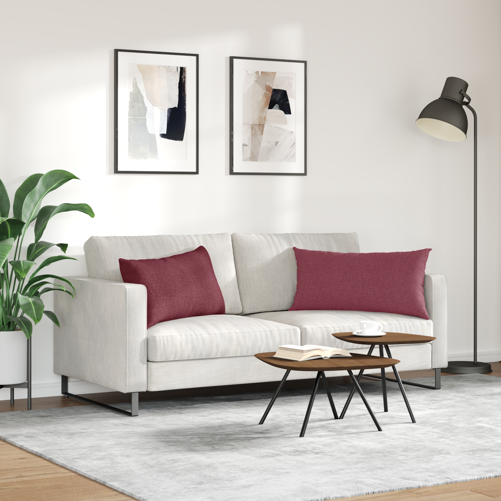 Sofa Pagalvės 2 pcs Vyno raudona 80 x 40 cm audinys