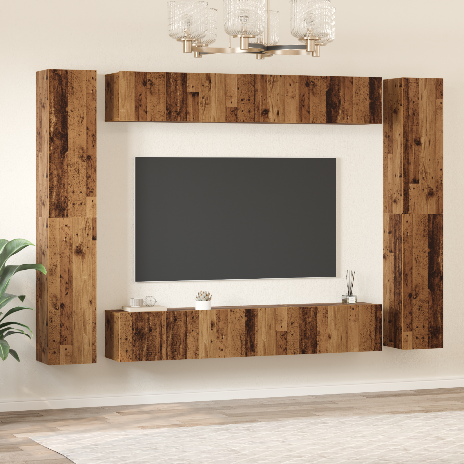 TV spintelių komplektas 10 pcs Senovinis medis Apdirbta mediena
