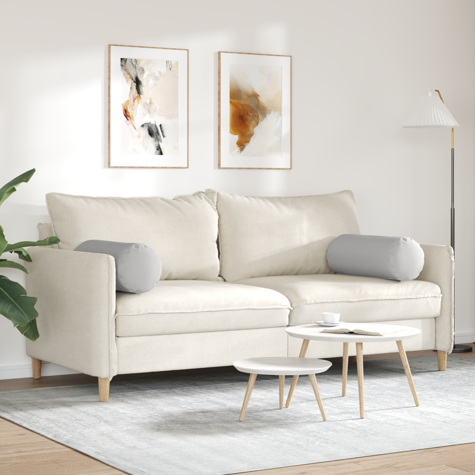 Pagalvės 2 pcs Debesų pilka Ø 25 x 70 cm audinys