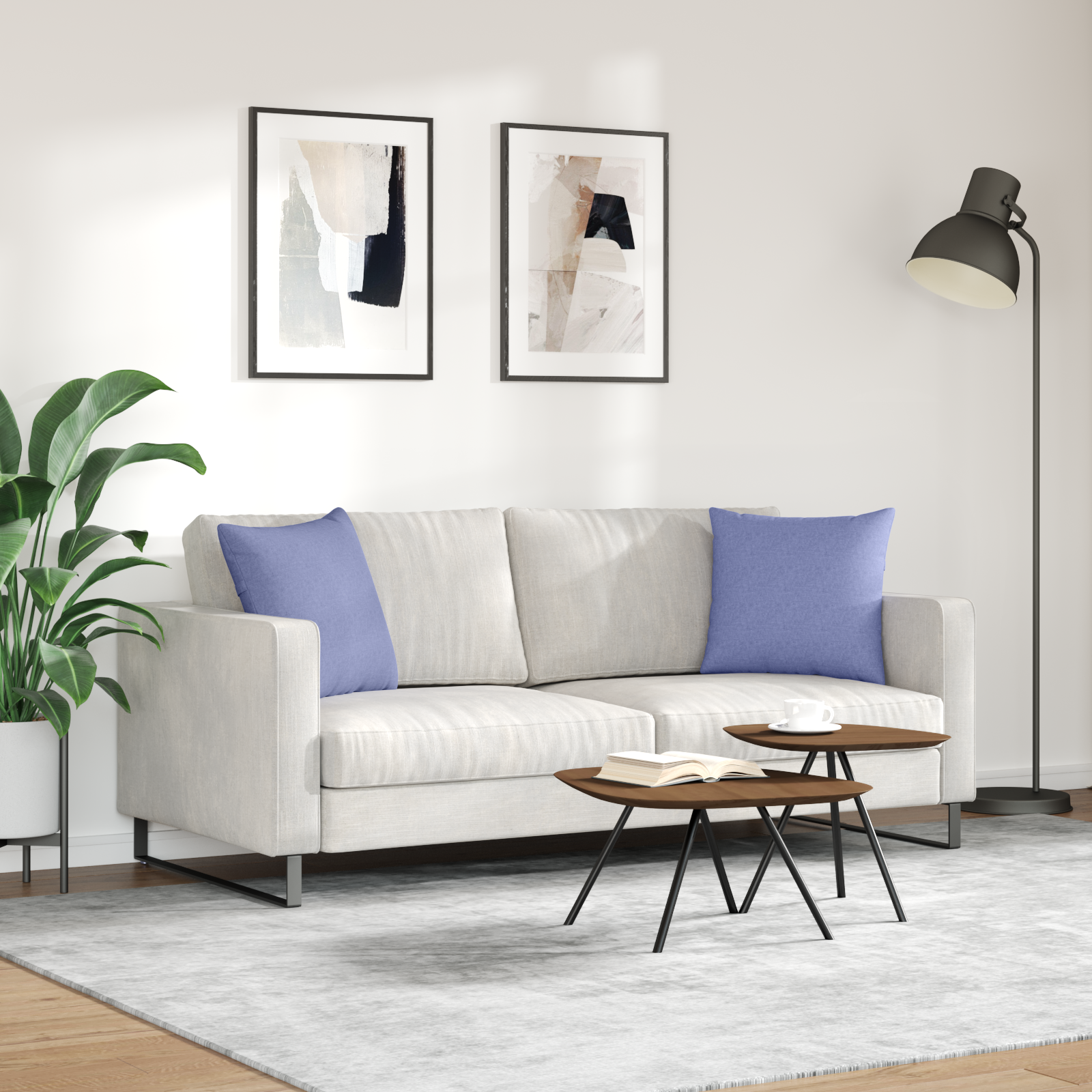 Sofa Cushions 2 pcs Blue 45 x 45 cm fabric