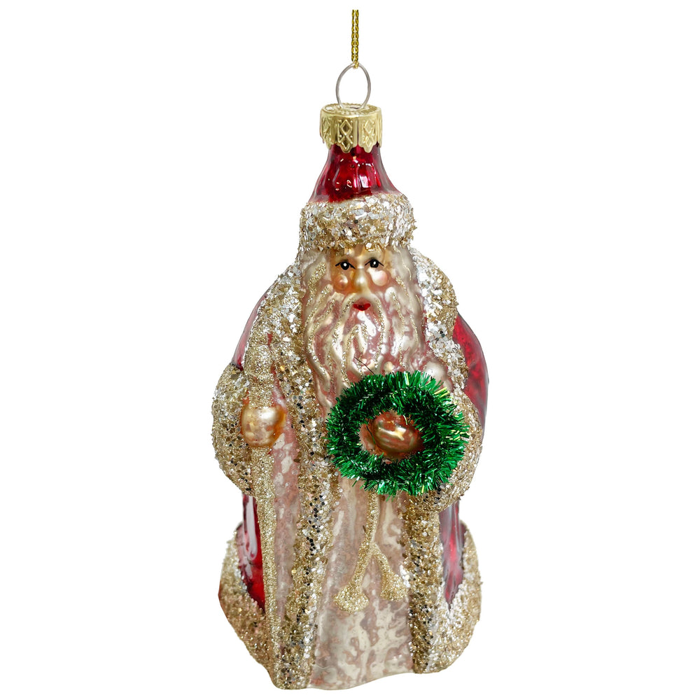 Kalėdinis eglutės žaisliukas, rankų darbo, Kalėdų senis, stiklas, 16 cm