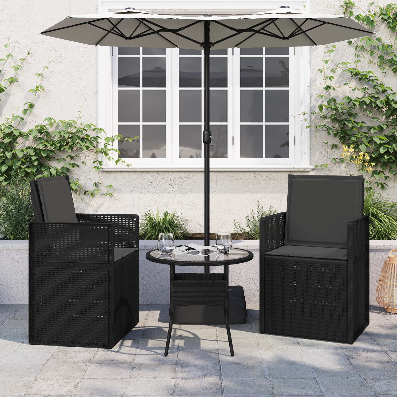 Sėdynės ir nugaros pagalvėlės 2 pcs Antracito 47 x 45 x 2 cm