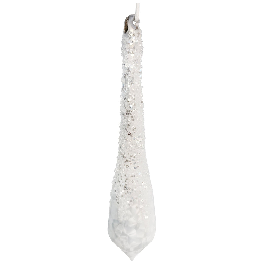 Kalėdinis eglutės žaisliukas, rankų darbo, varveklis, matinis blizgučių viršus, 24 cm