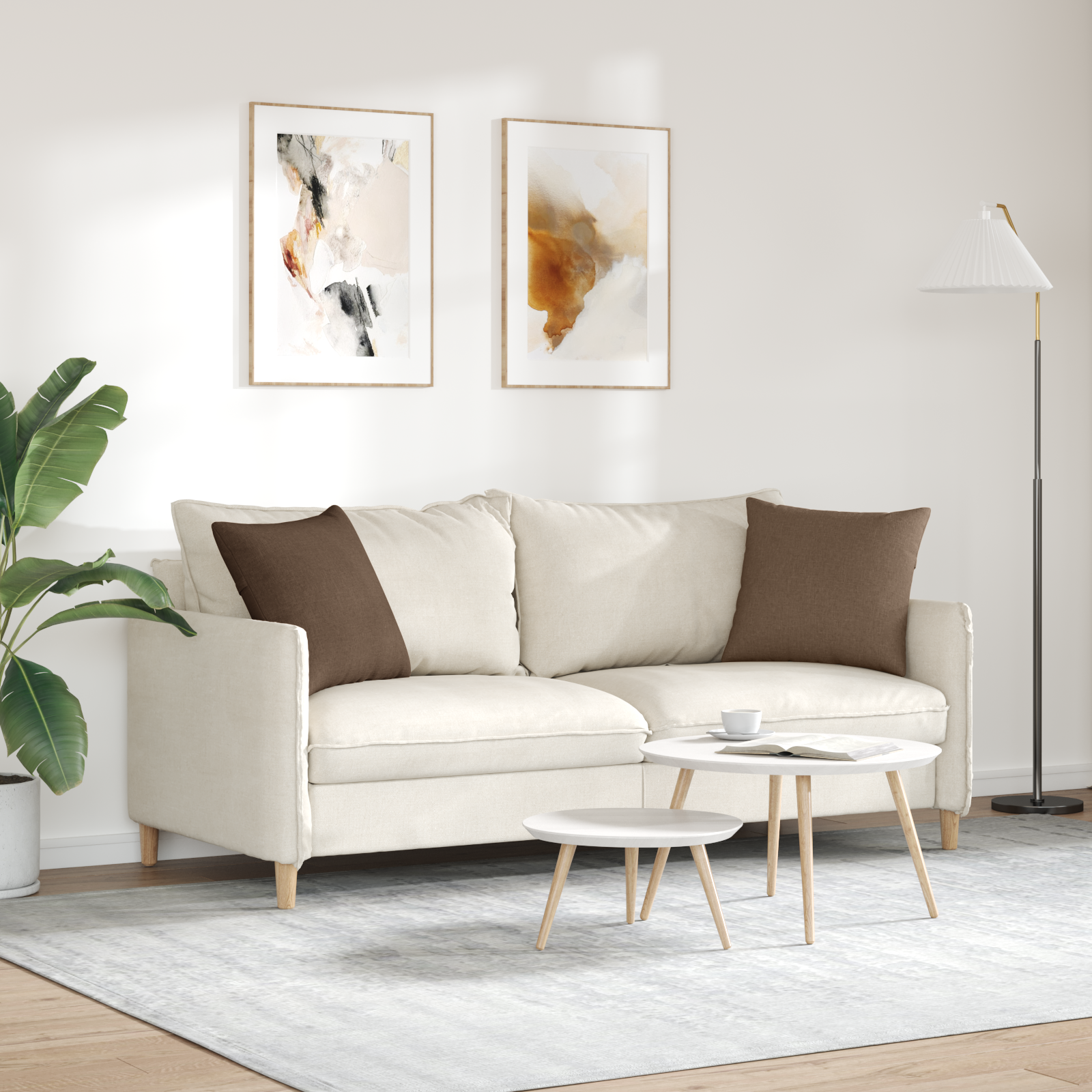 Sofa Cushions 2 pcs Brown 45 x 45 cm fabric