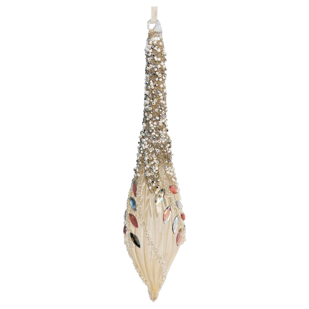 Kalėdinis eglutės žaisliukas, rankų darbo, karoliukai, 22 cm