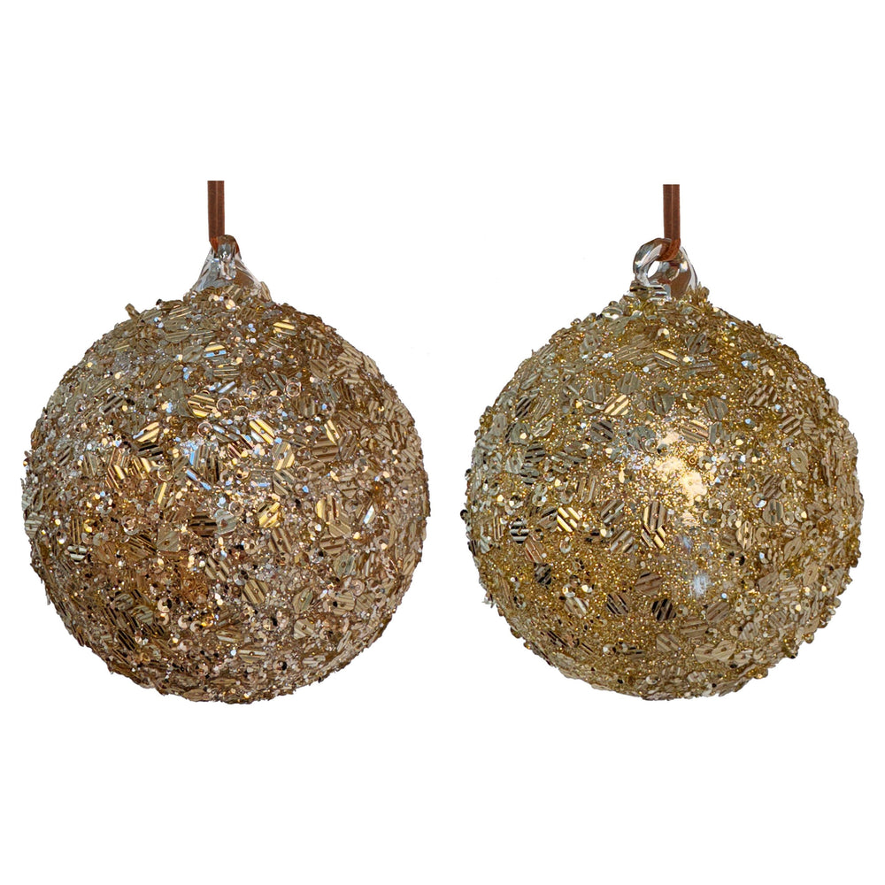 Kalėdinių eglutės žaisliukių rinkinys, rankų darbo, stiklas, 10 cm