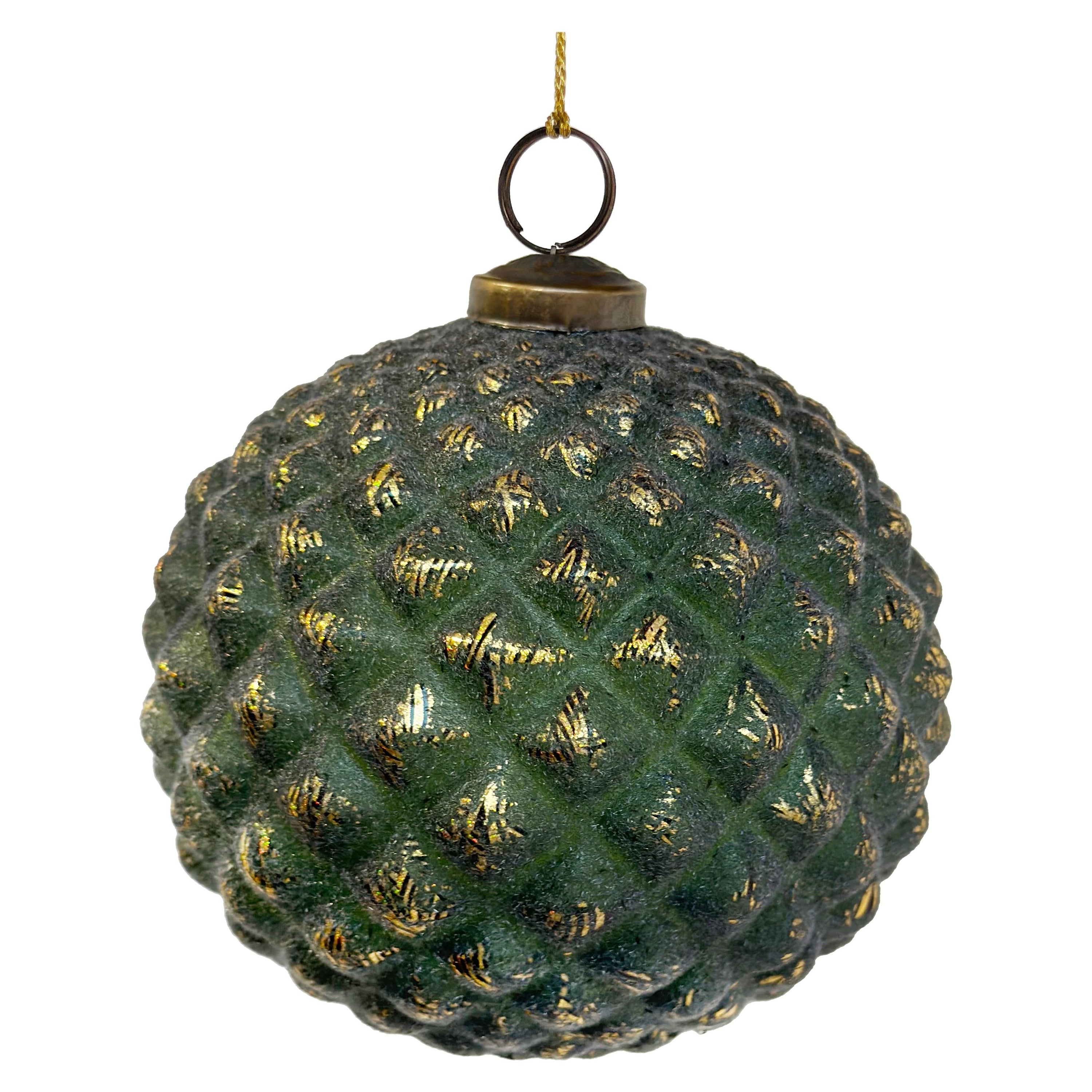 Kalėdinis eglutės žaisliukas, rankų darbo, žalia/auksas, 10 cm