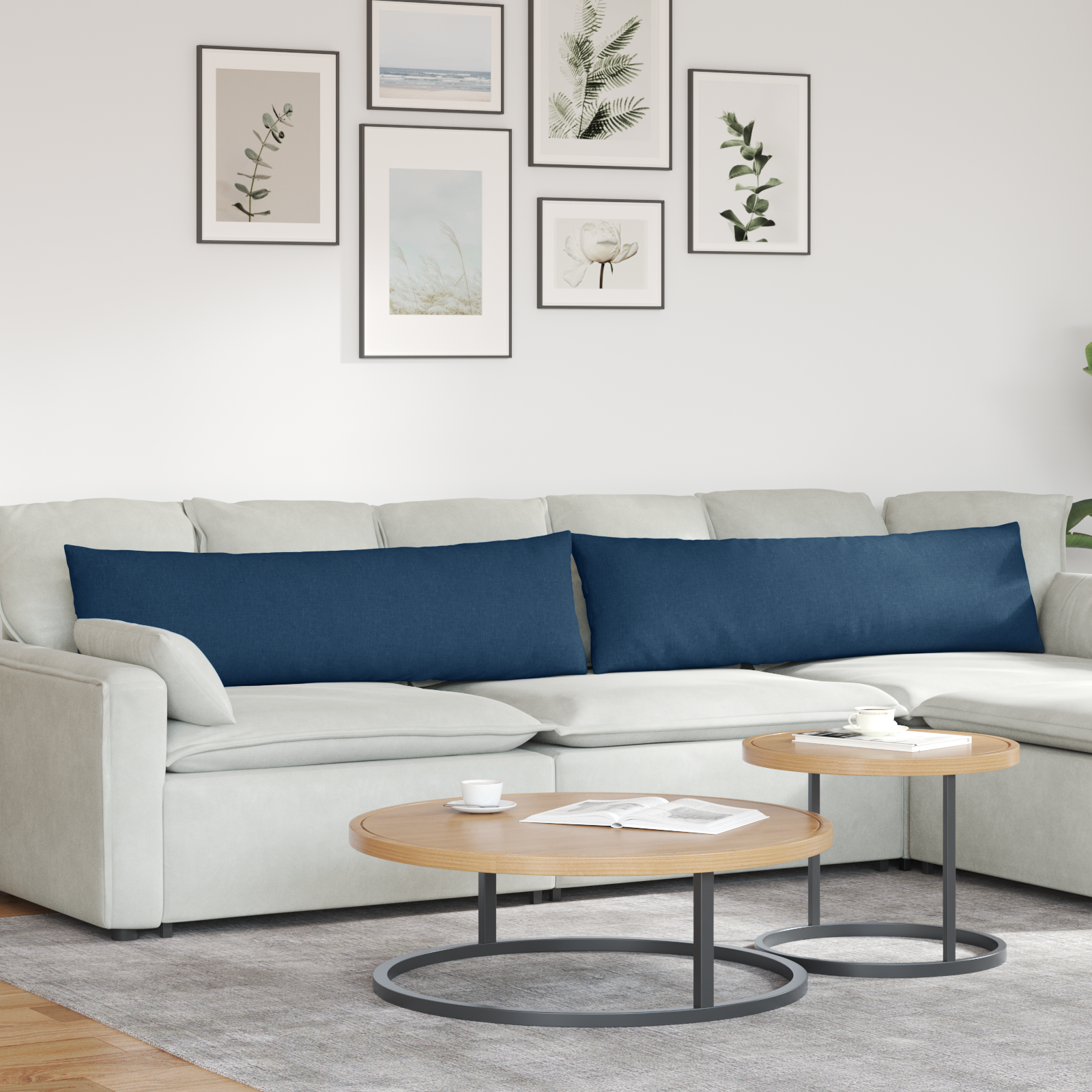 Dīvāna Spilveni 2 gab. Zili 145 x 40 cm audums