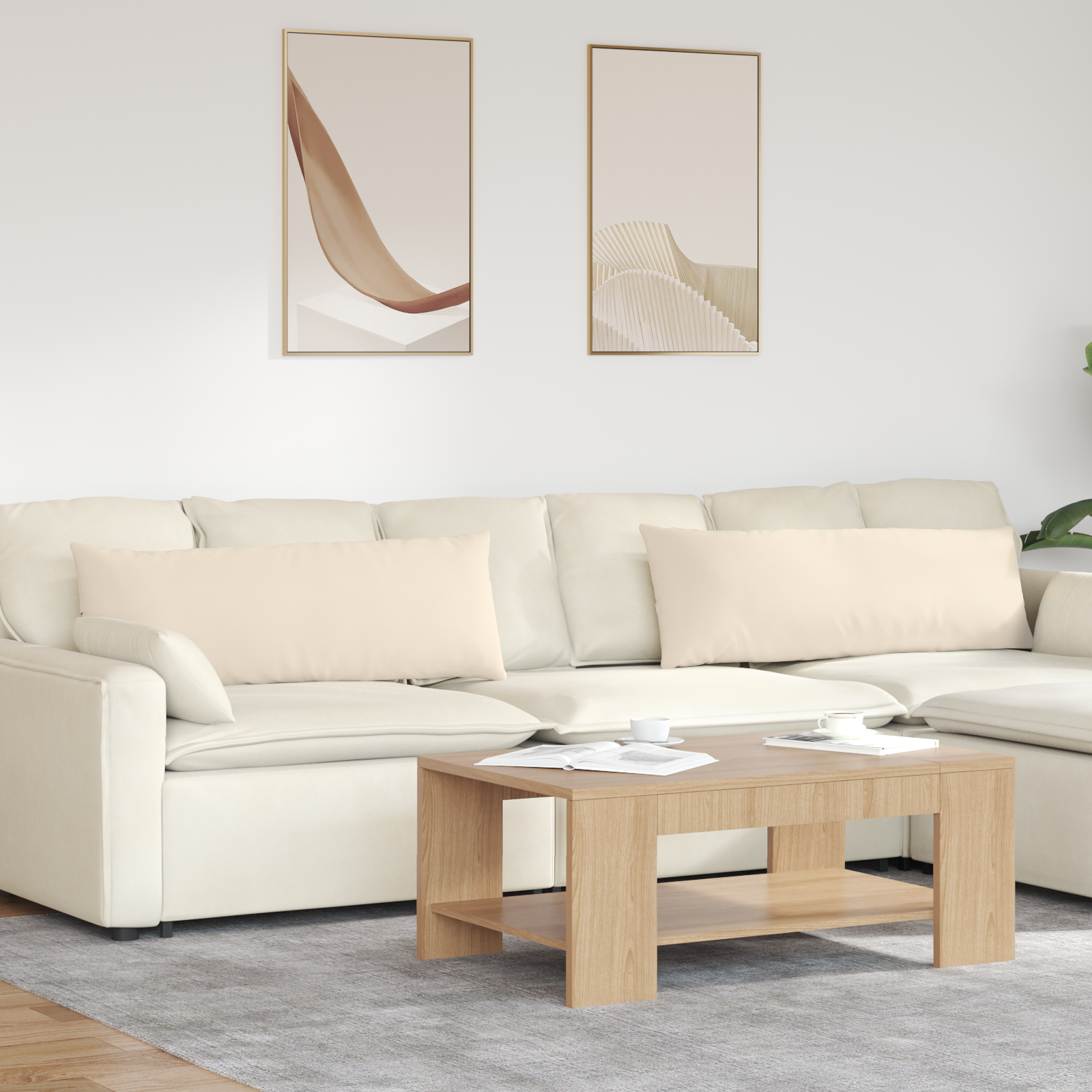 Sofa Pagalvės 2 pcs Smėlio 120 x 40 cm audinys