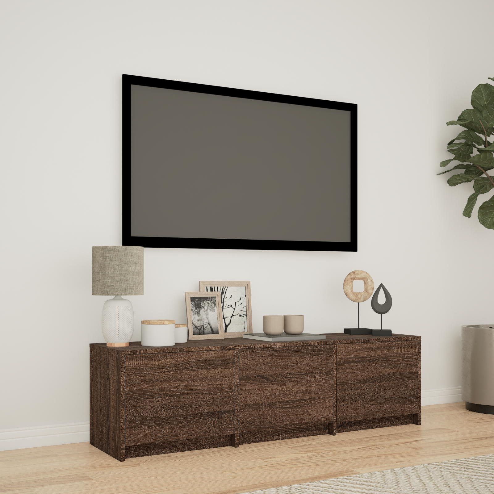 TV spintelė su LED su LED Rudas ąžuolas 140 x 34 x 40 cm