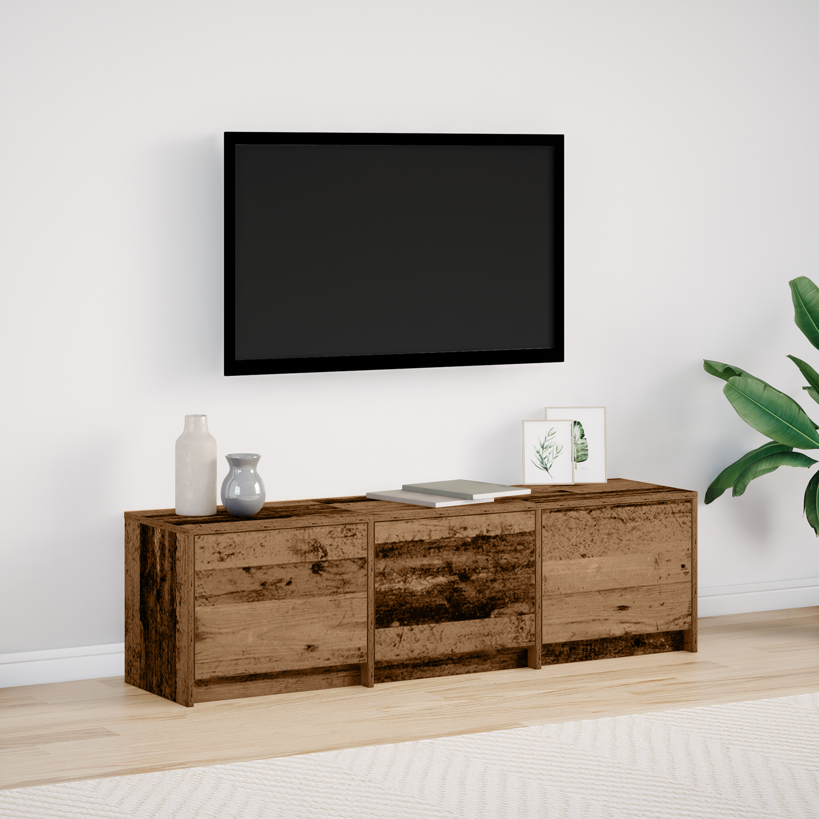 TV Cabinet with LED Old Wood 140 x 34 x 40 cm