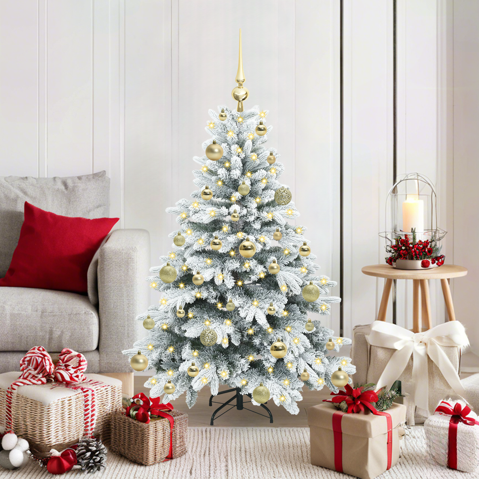 Mākslīgā Ziemassvētku eglīte ar 150 LED balta 120 cm PE un PVC