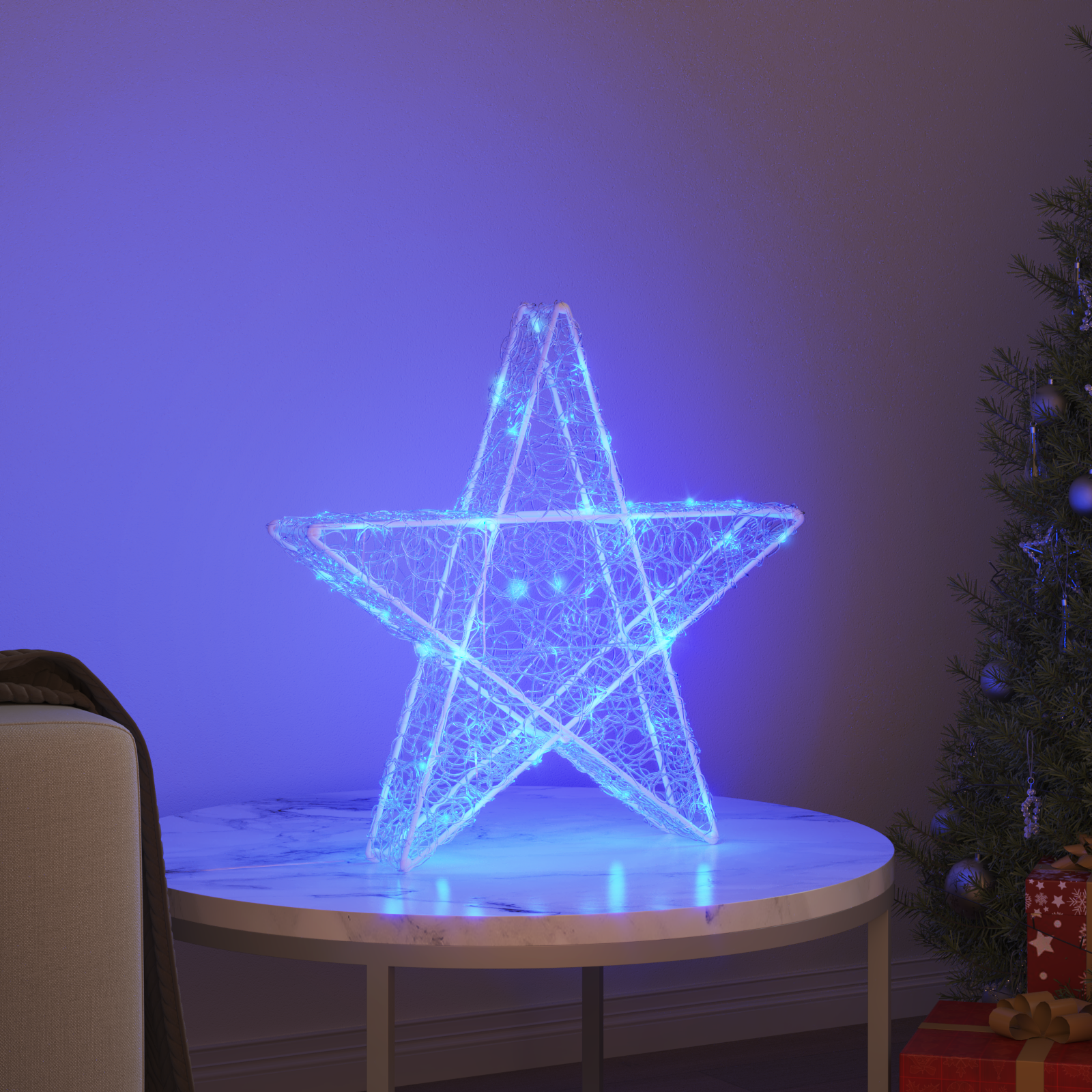 3D žvaigždė su 50 LED Mėlyna 55 x 53.5 x 10 cm Akrilas