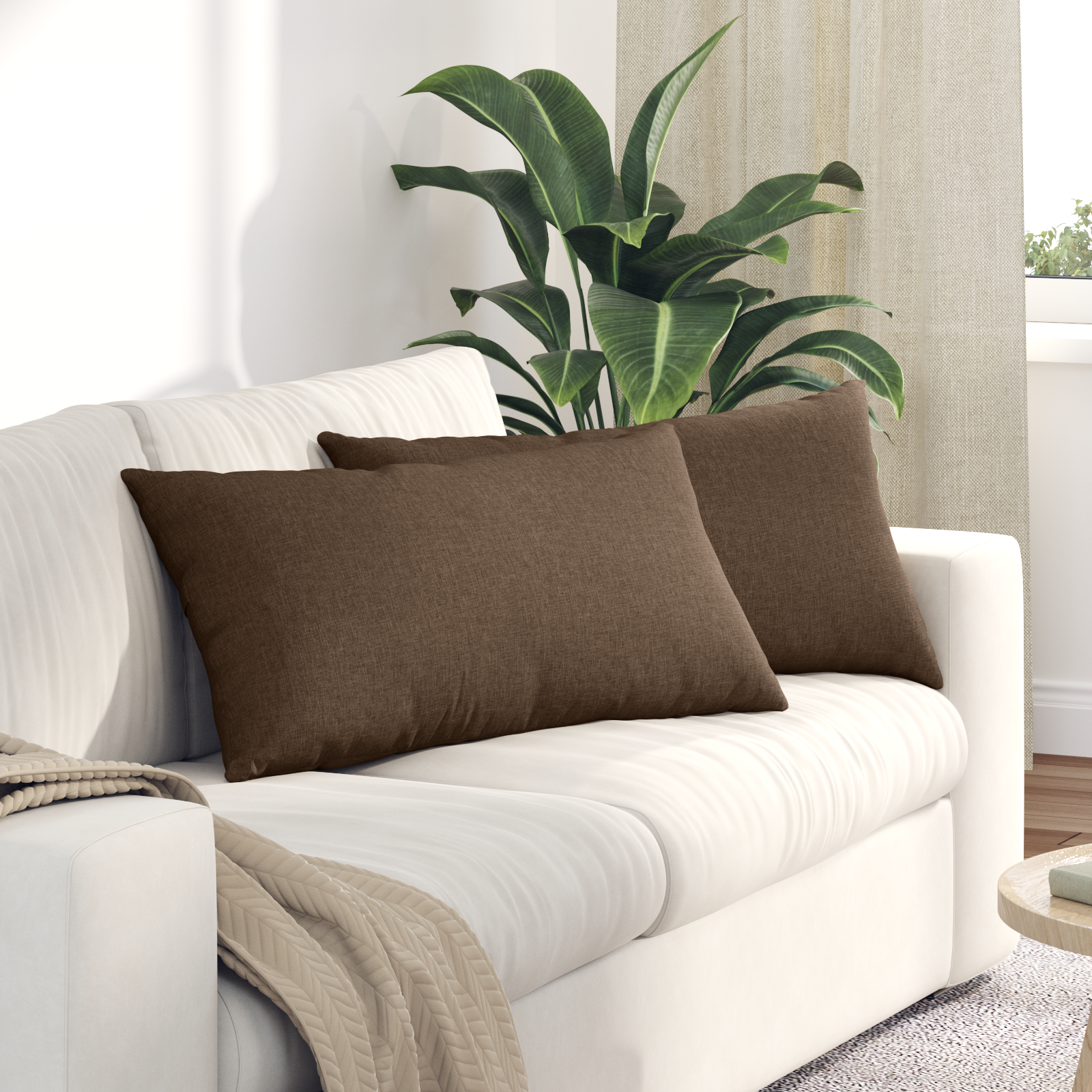 Sofa Cushions 2 pcs Brown 80 x 40 cm fabric