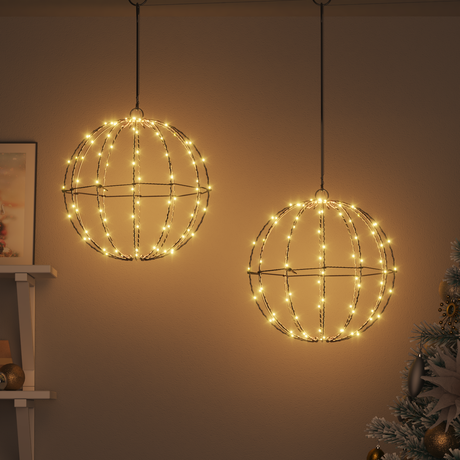 Dovana su 192 LED 2 pcs Šilta balta 30 x 30 x 32 cm metalas