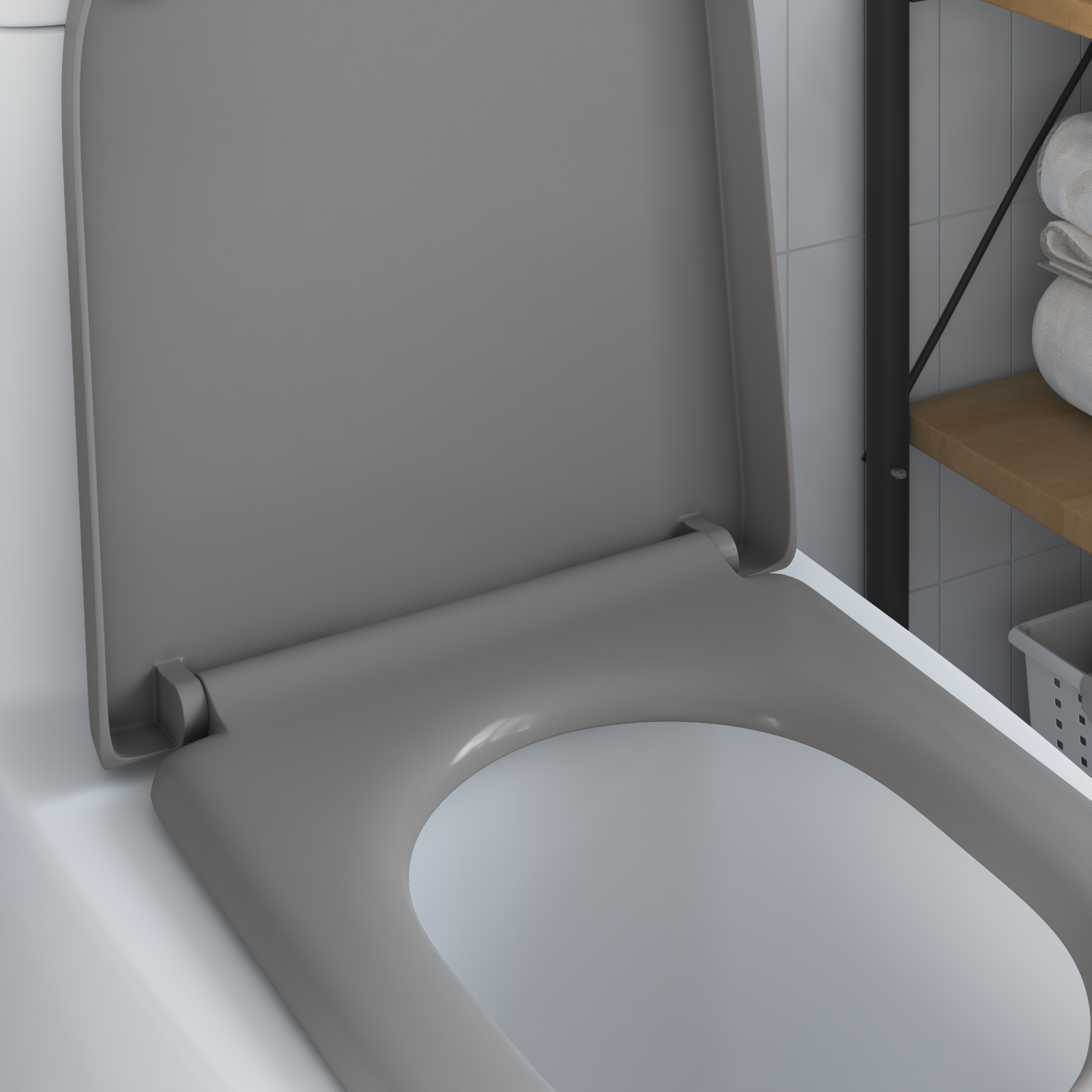 Quick Release Toilet Seat Grey 46.2 x 36 x 4.3 cm