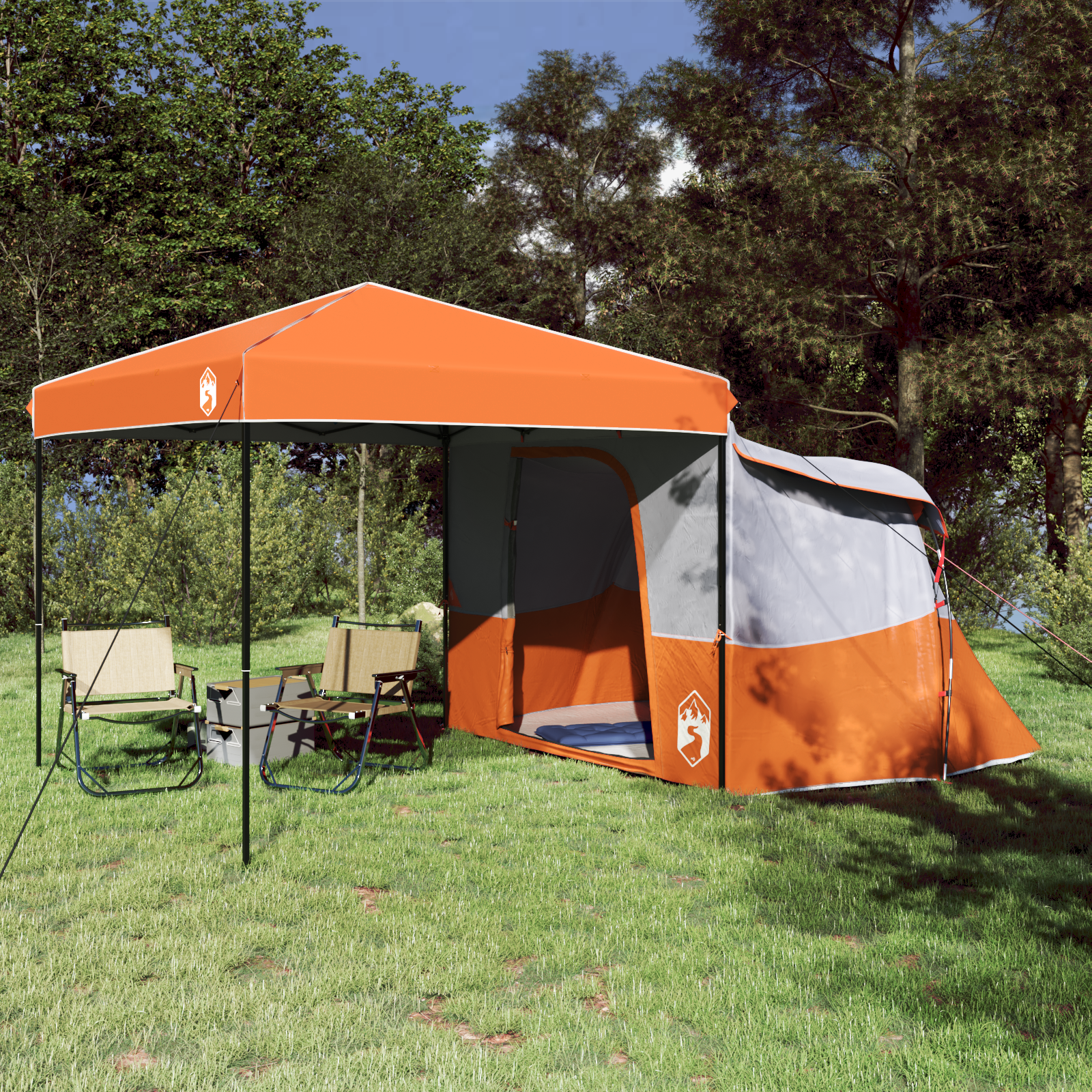 Kempingo Palapinių Komplektas 2 pcs Oranžinė Tafeta ir Medžiaga