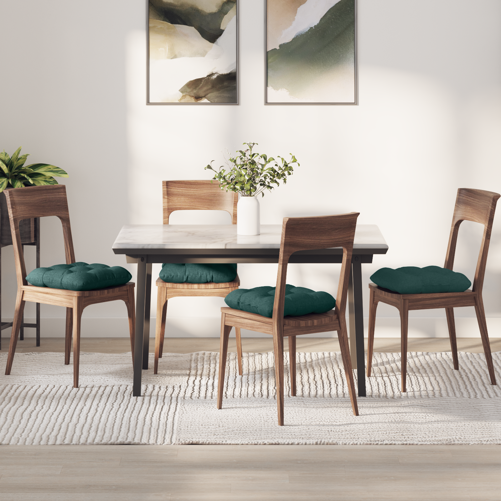 Sėdynių pagalvėlės 4 pcs Tamsiai žalia 45 x 45 x 12 cm audinys