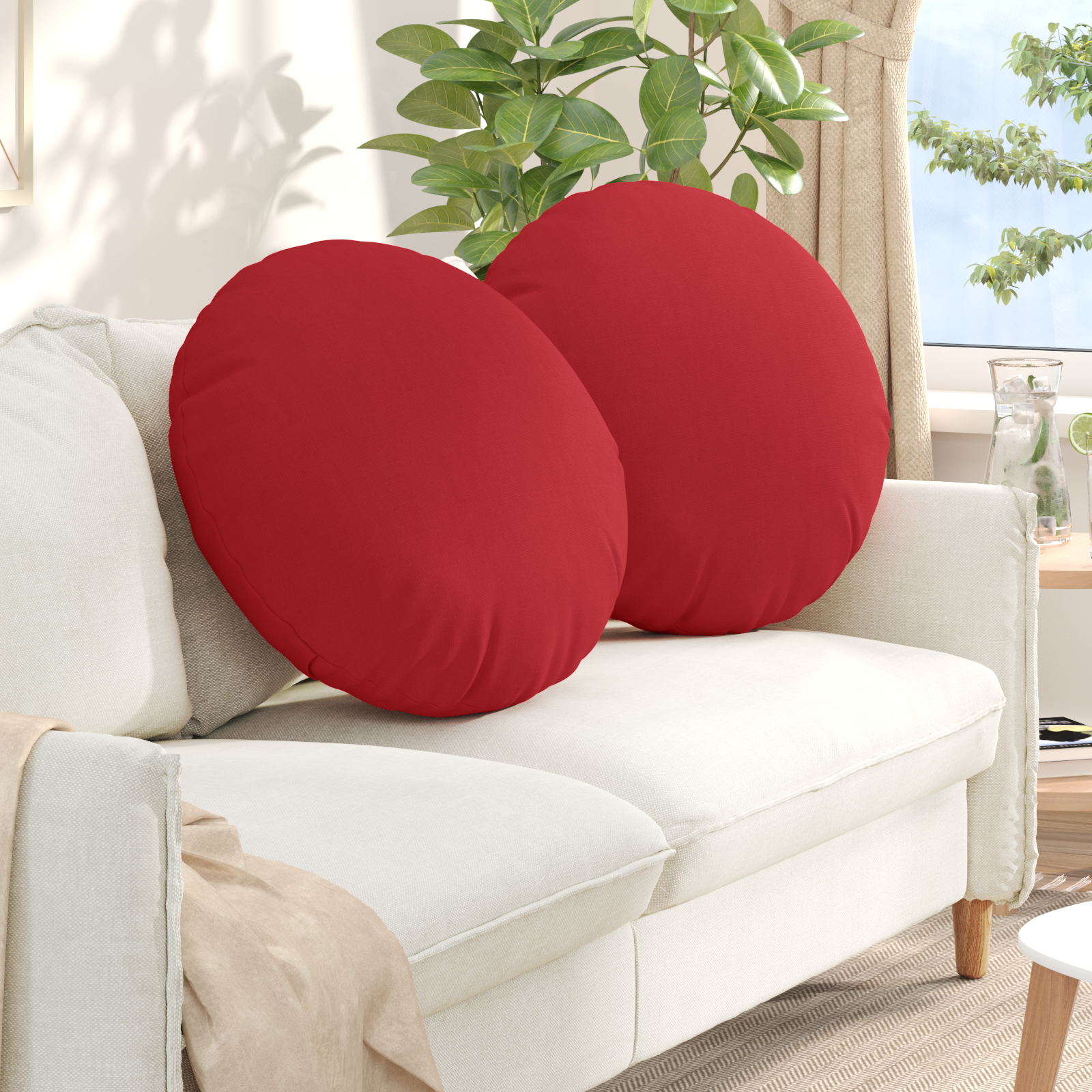 Sėdynių pagalvėlės 2 pcs Raudona Ø60 x 21 cm audinys