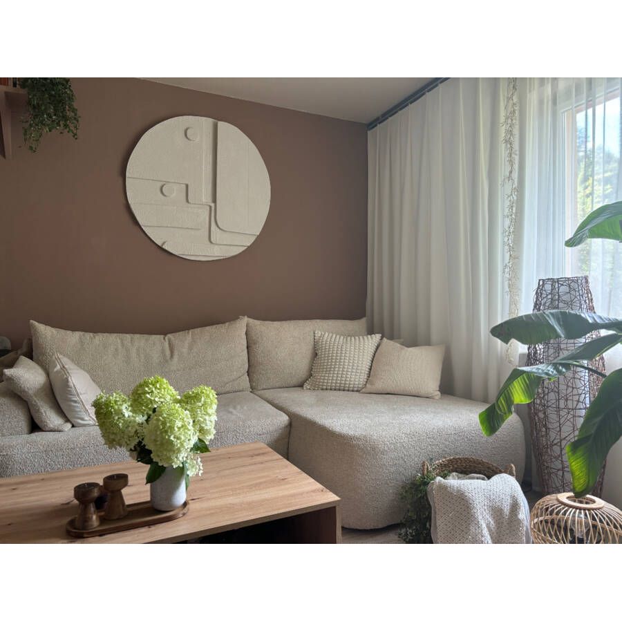 Kampinė sofa lova OVO, dešinė, boucle smėlio