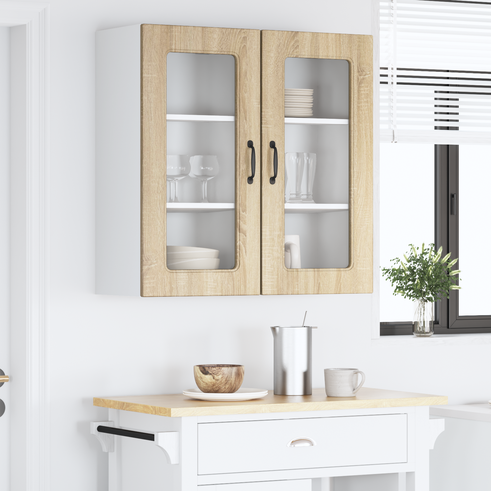 Virtuvės sieninė spintelė 2 pcs Sonoma ąžuolas 40 x 31 x 80 cm