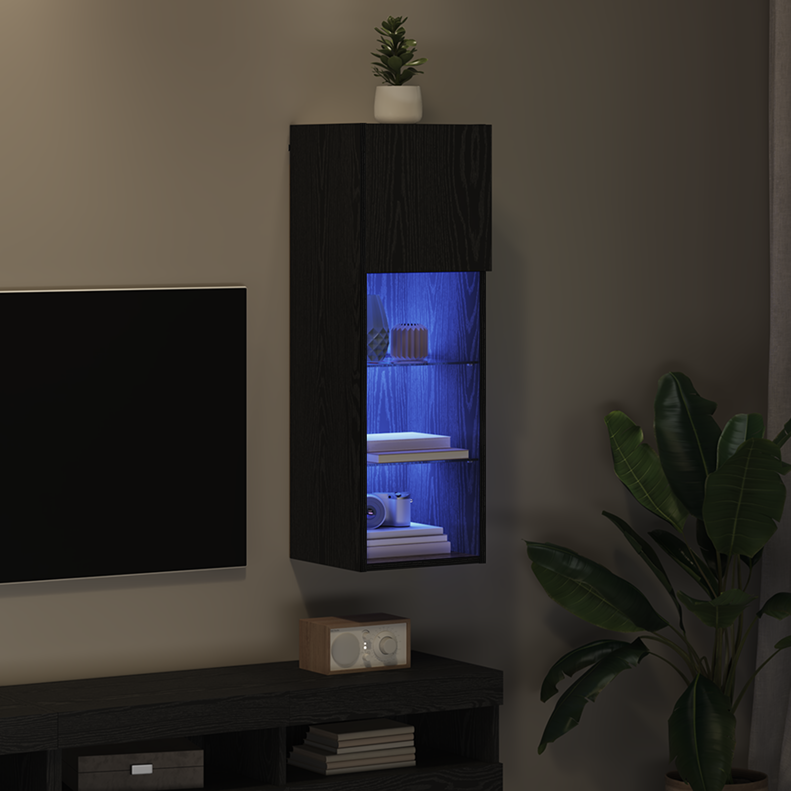 Wall-mounted TV Cabinet Black Oak 30.5 x 30 x 90 cm