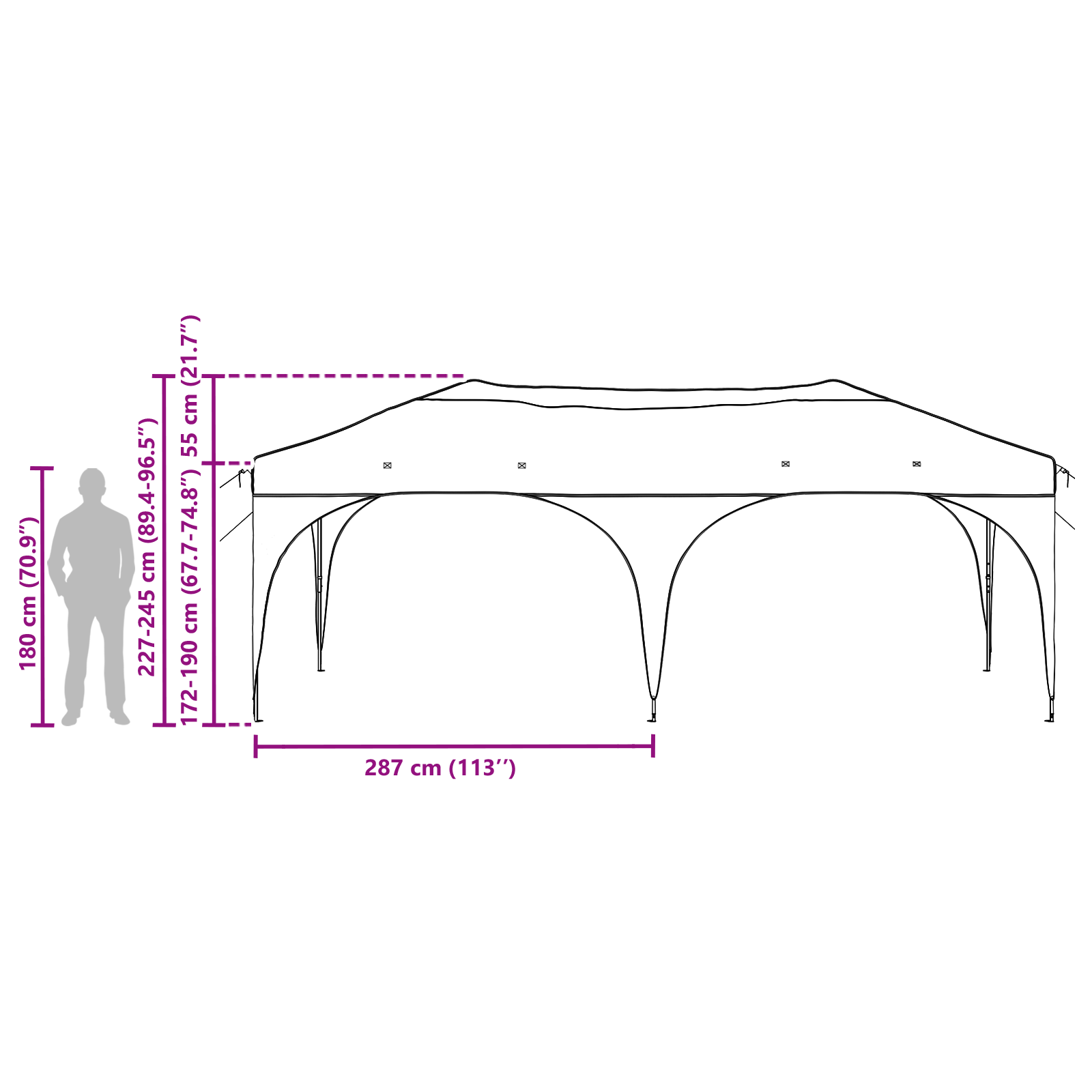 Pop-up šventinis palapinė Ruda 575 x 288 x 245 cm