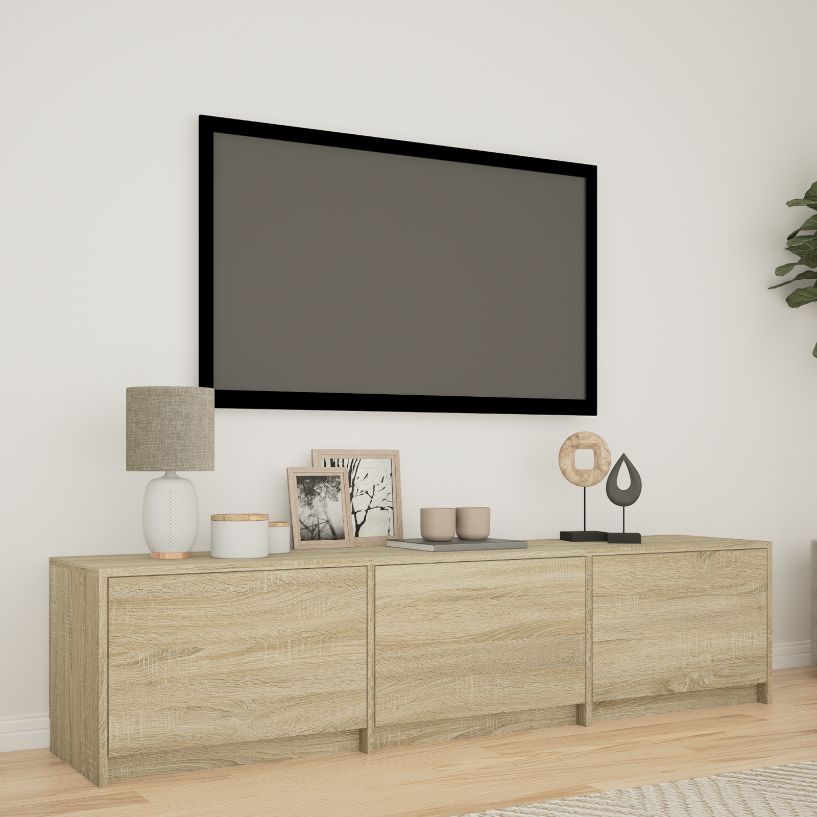 TV skapītis ar LED Sonoma ozolkoks 165 x 34 x 40 cm
