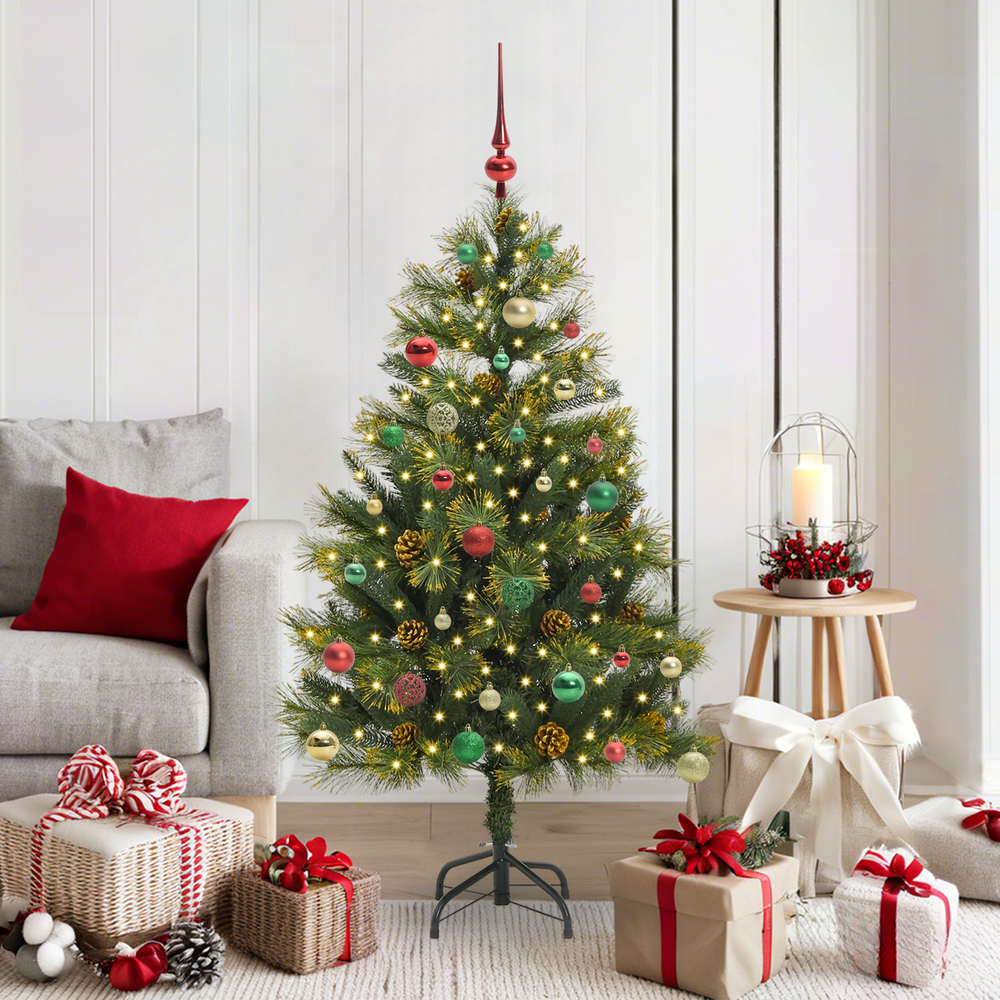 Artificial folding Christmas tree with pine cones 150 cm