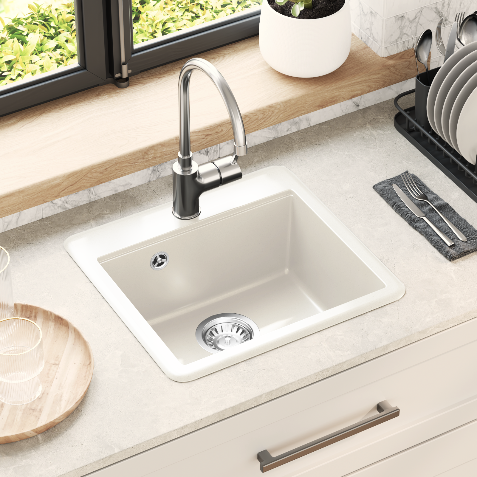 Kriauklė Balta 470 x 440 mm Granitas
