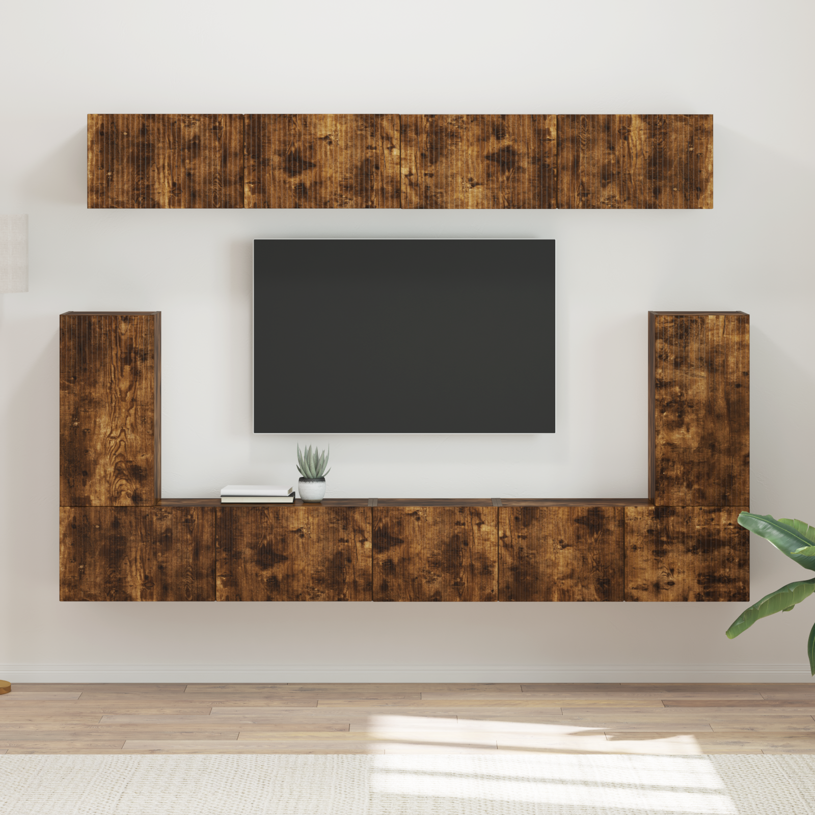 TV spintelių komplektas 5 pcs Rūkyta ąžuolas Apdirbta mediena