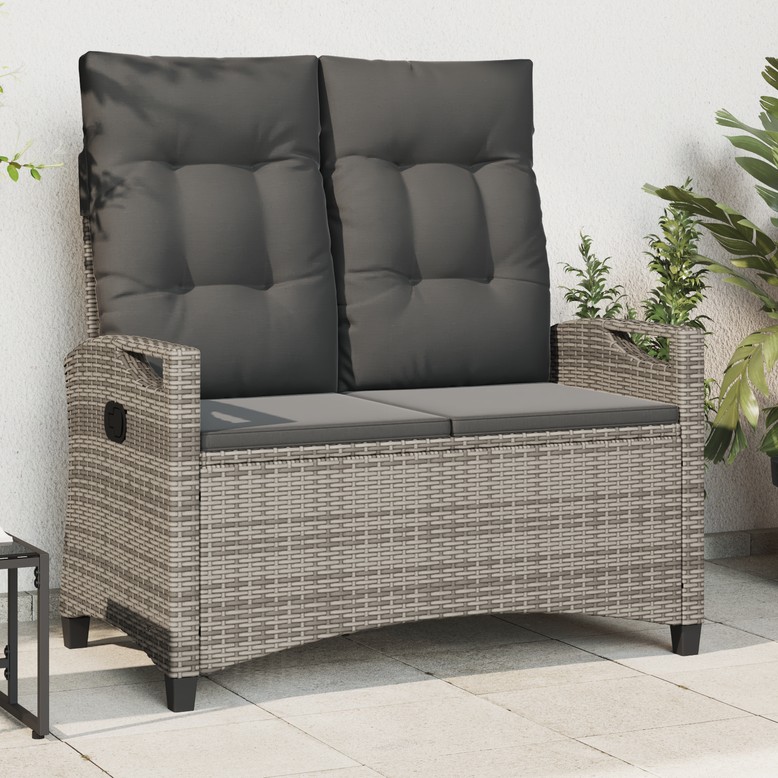 Sodo suolas su pagalve Pilka ir tamsiai pilka 105 x 60 x 112 cm