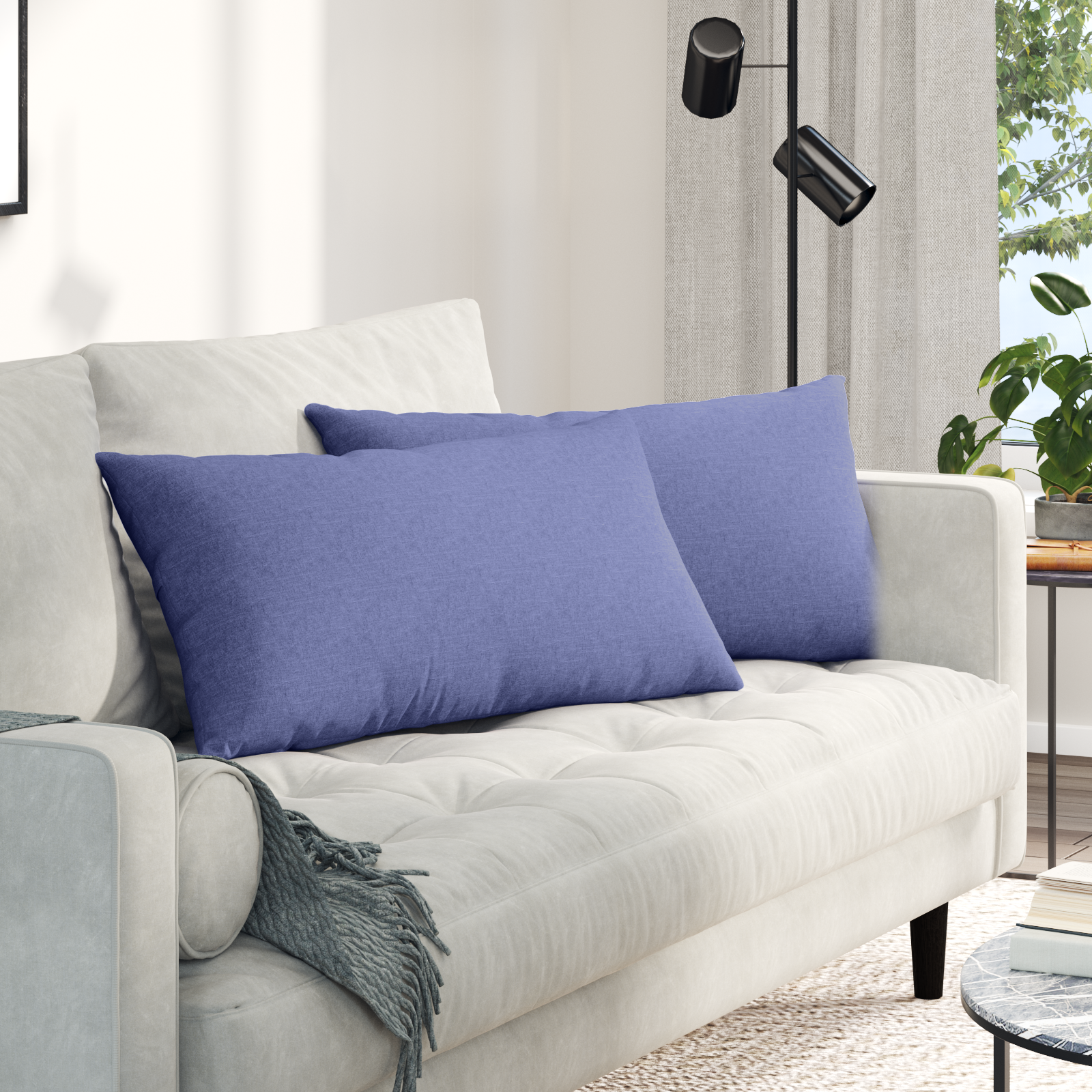 Sofa Cushions 2 pcs Blue 80 x 40 cm fabric