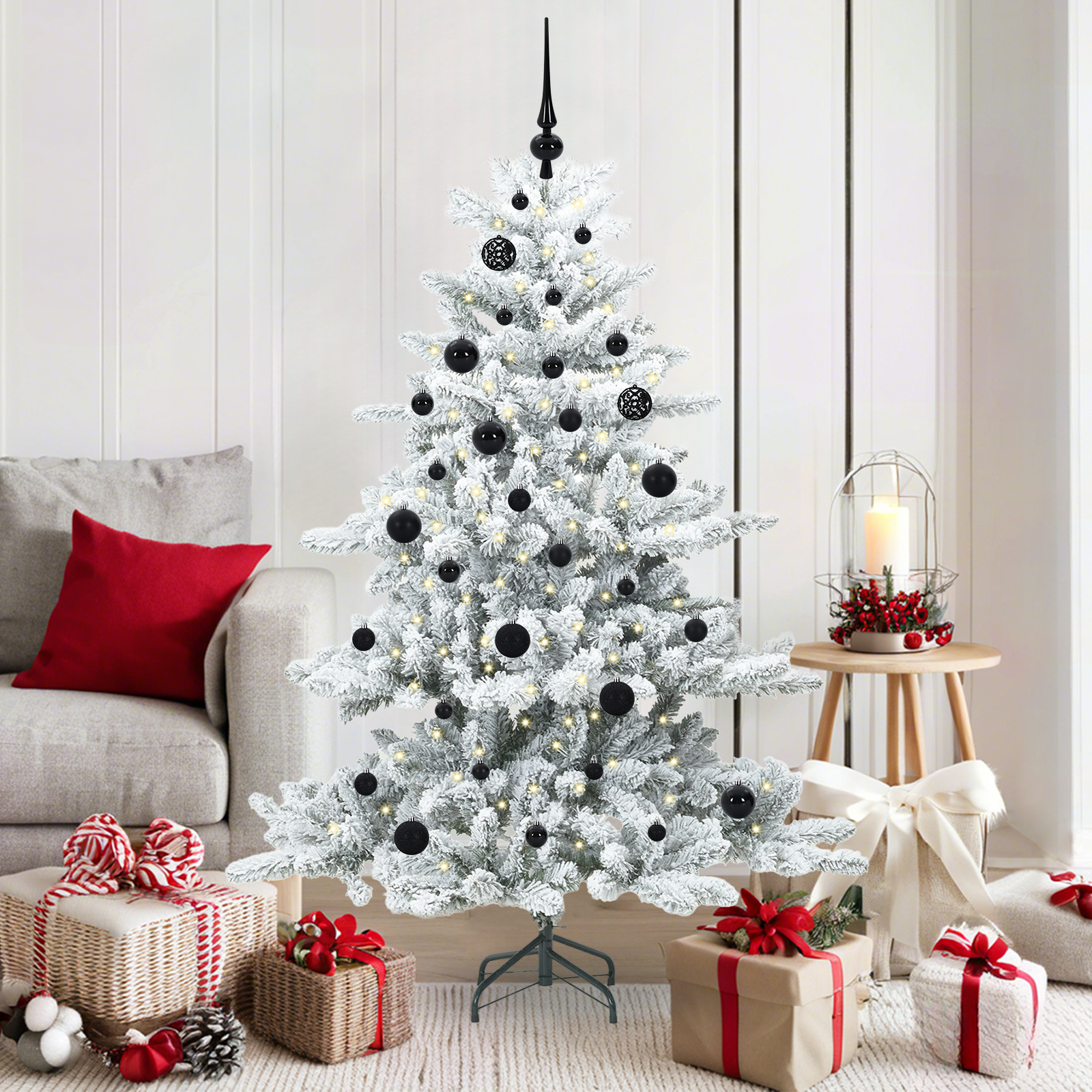 Mākslīgā saliekamā Ziemassvētku egle EVERGREEN HOLLOW, ar 150 LED 150 cm.