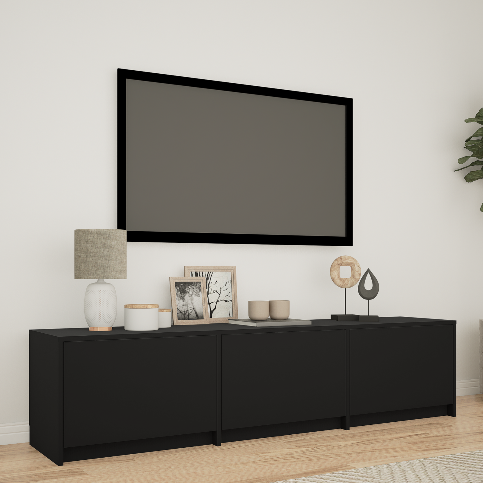 TV spintelė su LED Juodas 165 x 34 x 40 cm Dirbtinė mediena