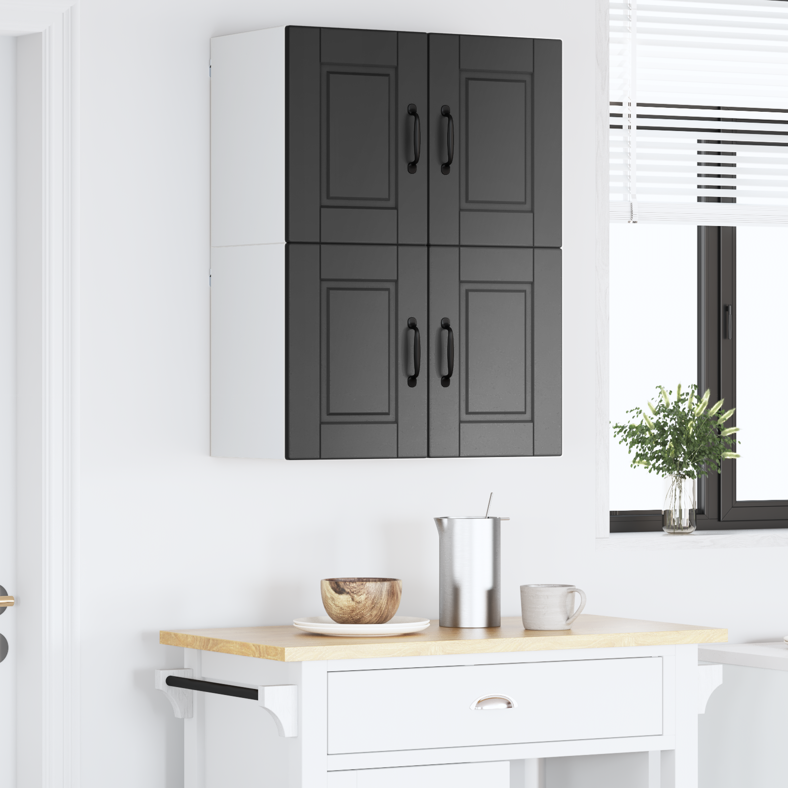 Virtuvės spintelė 2 pcs Juoda 60 x 31 x 40 cm Apdirbta mediena