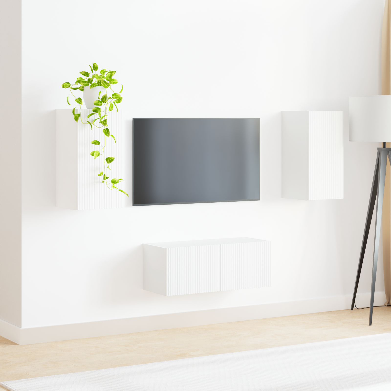 TV spintelių komplektas 2 pcs Balta Apdirbta mediena