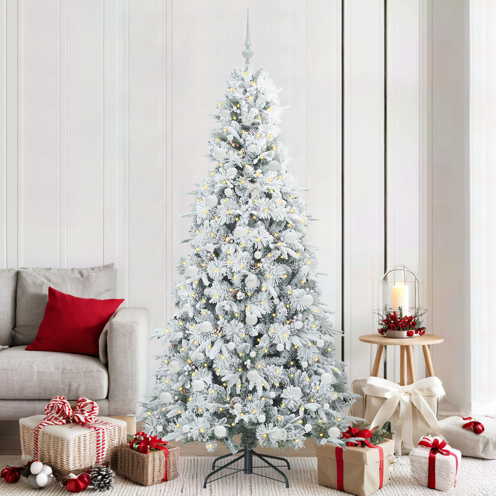 Artificial Foldable Christmas Tree White 210 cm PE and PVC