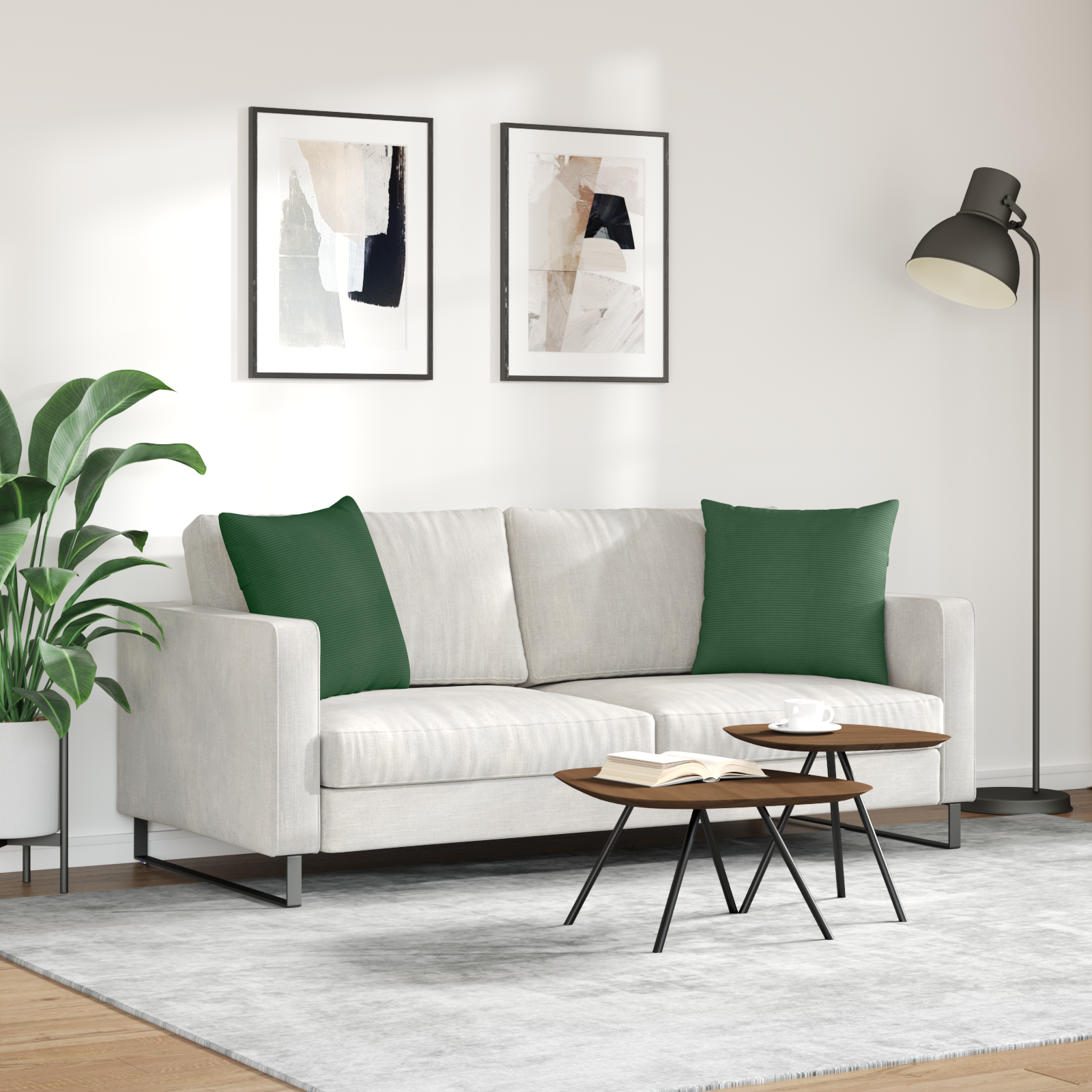 Sofa Pagalvės 2 pcs Tamsiai žalia 50 x 50 cm Kordūrinis audinys