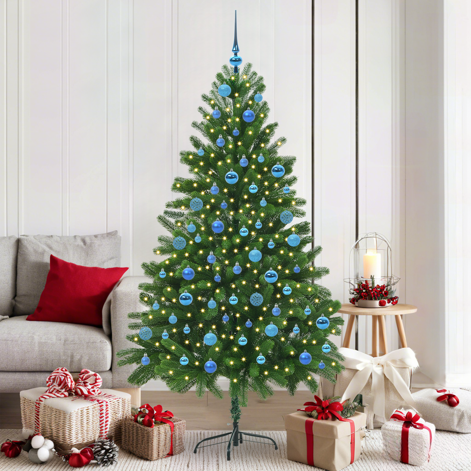 Kalėdų eglutė su 300 LED s stovu Žalia 180 cm PE