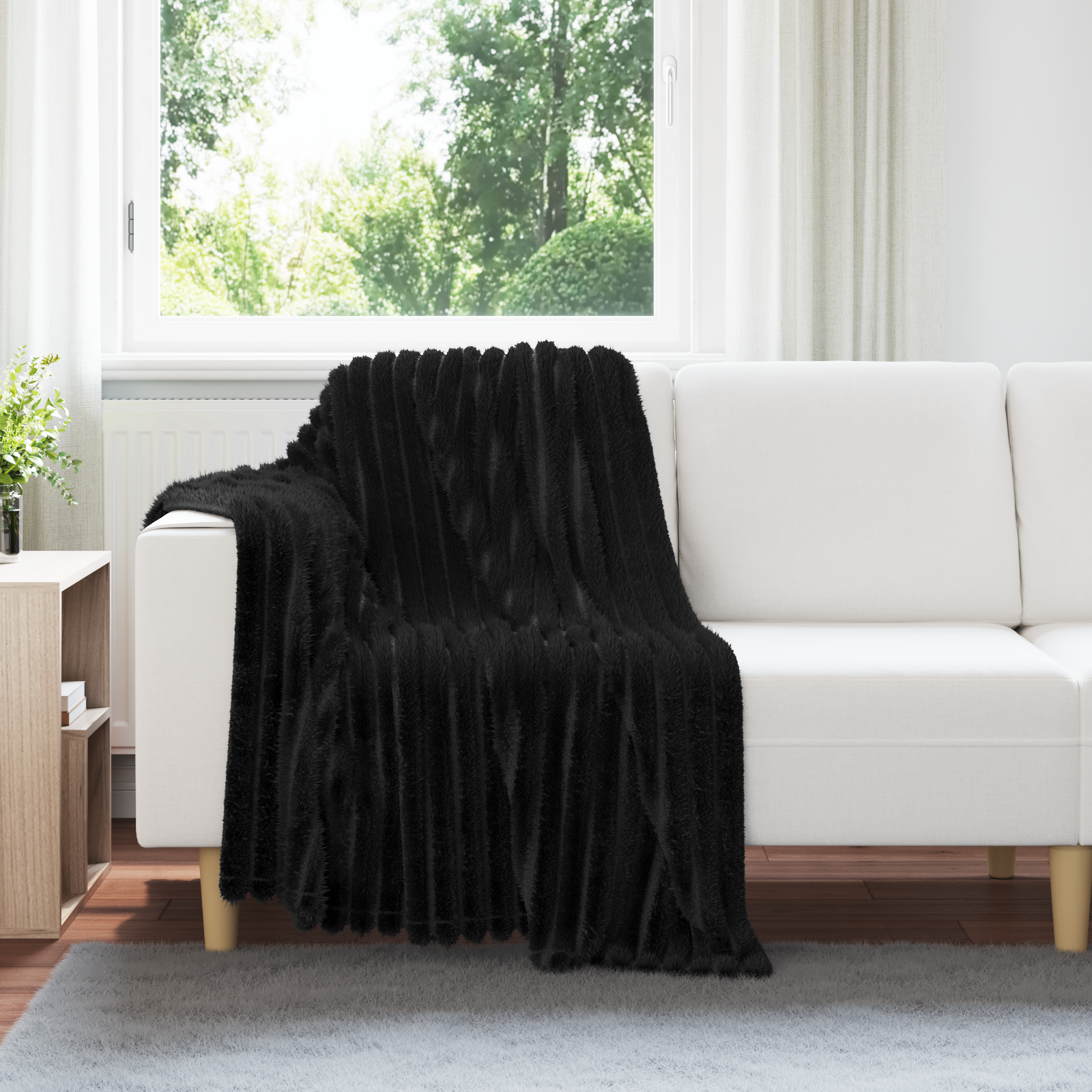 Throws 6 pcs Black 150 x 130 cm Fleece