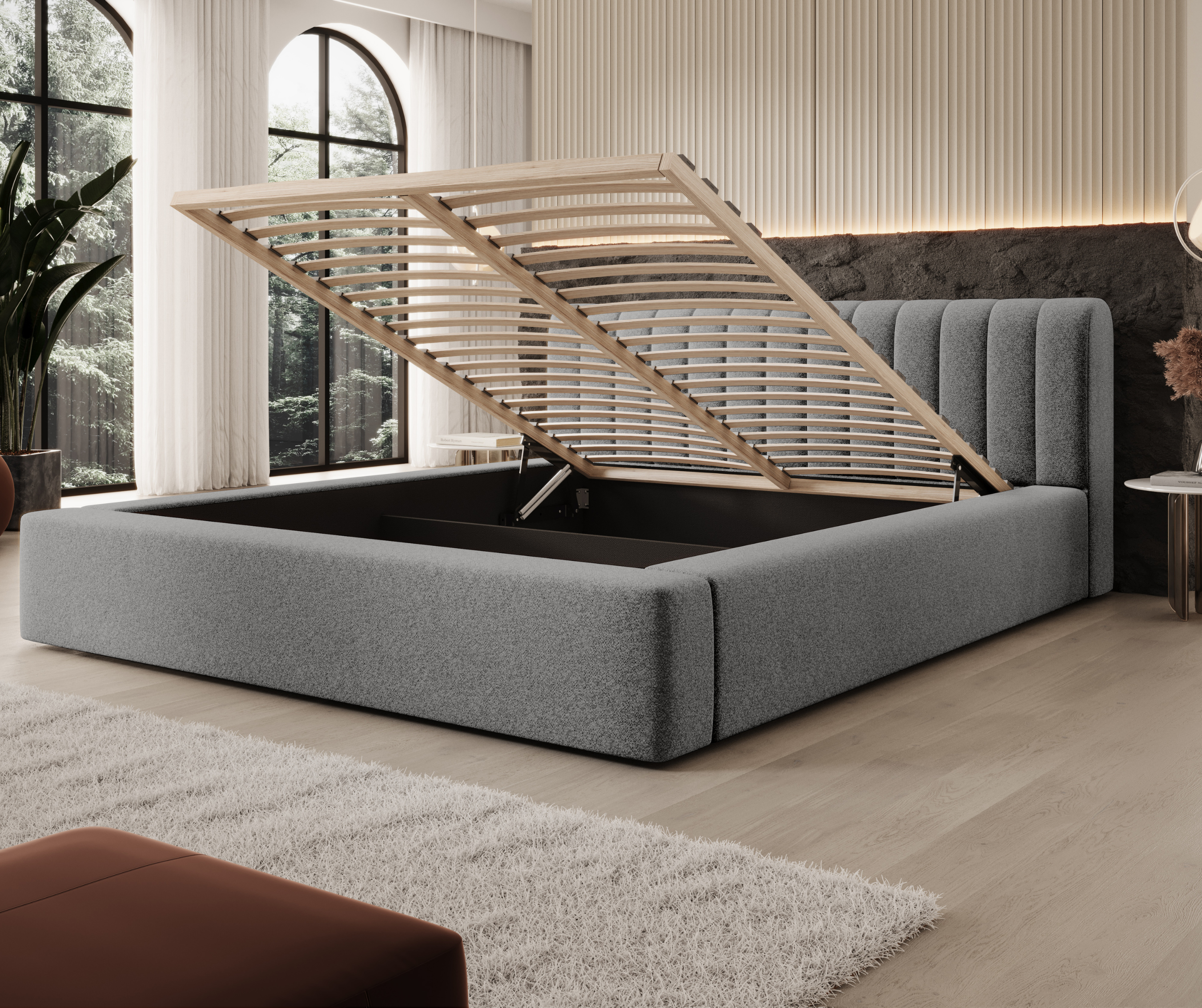 Bed AUKE, grey structural
