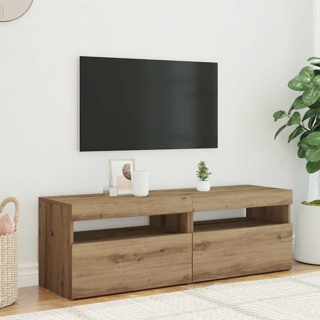 Televizoriaus spintelės su LED, 2vnt., artisano, mediena