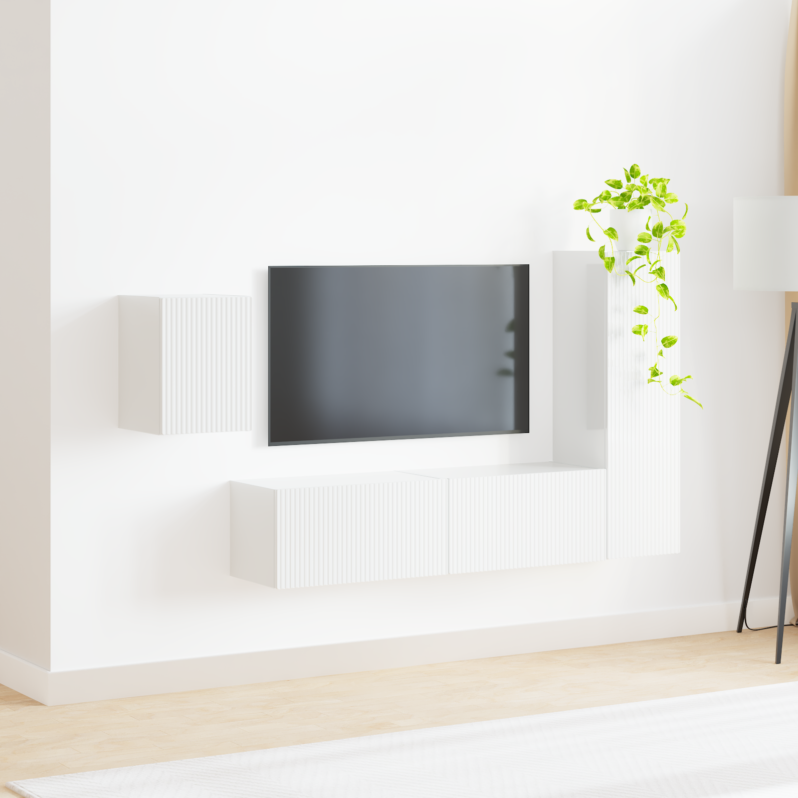 TV spintelių komplektas 4 pcs Aukštai blizganti balta