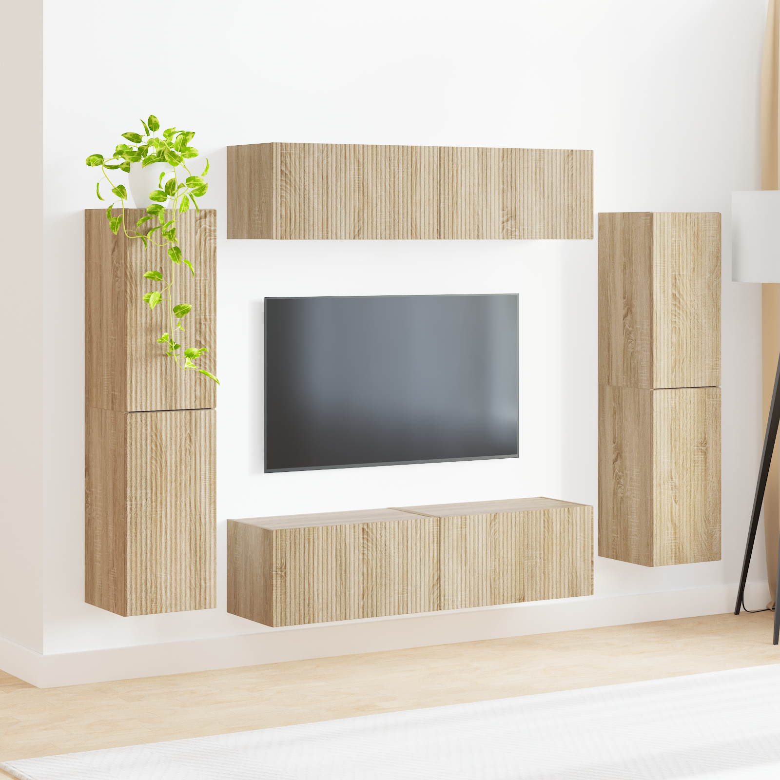 TV spintelių komplektas 8 pcs Sonoma ąžuolas Apdirbta mediena