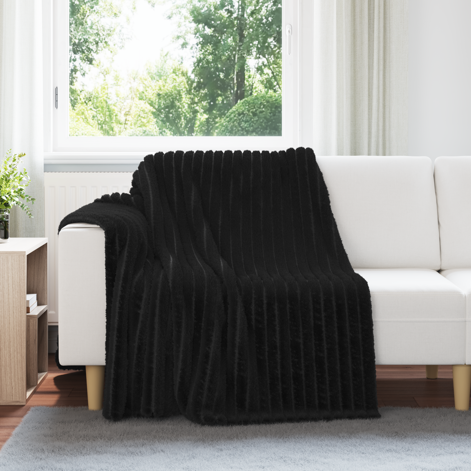 Pleds Melns 200 x 150 cm Flīss