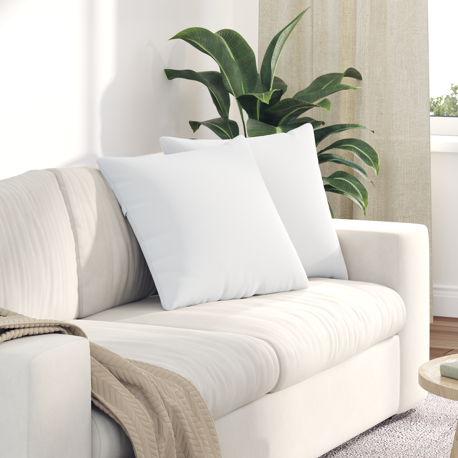 Sofa Pagalvės 2 pcs Balta 50 x 50 cm audinys