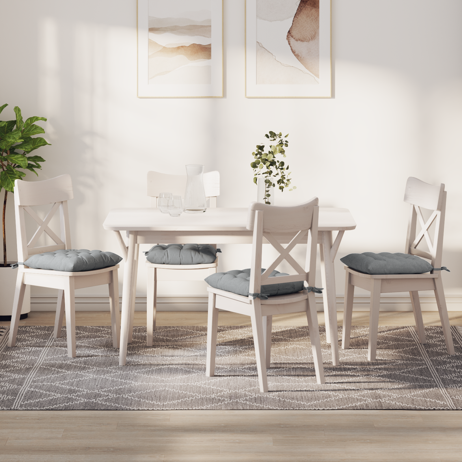 Sėdynių pagalvėlės 2 pcs Šviesiai pilka 40 x 40 x 6 cm audinys