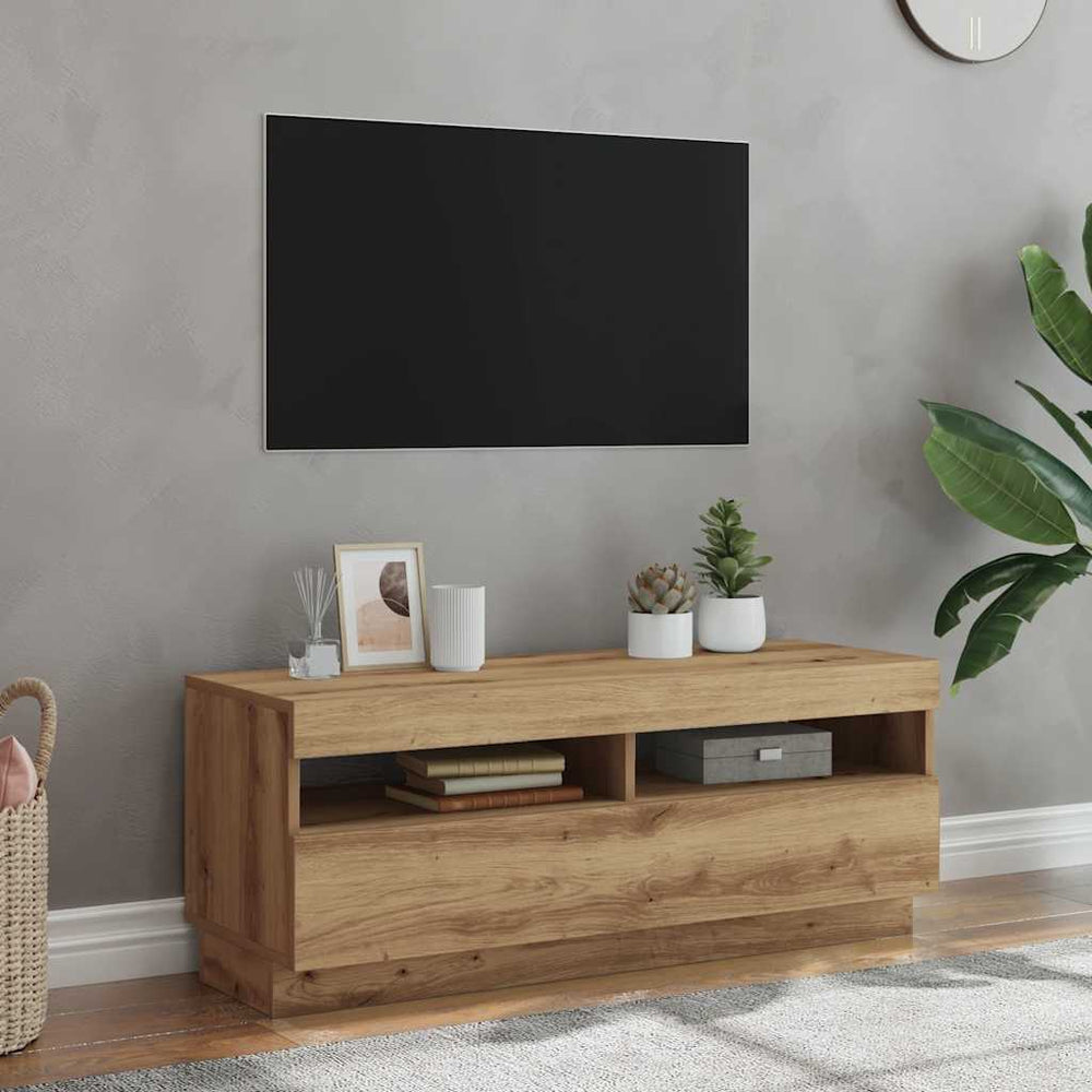 Televizoriaus spintelė su LED, artisano, 100x35x40cm, mediena